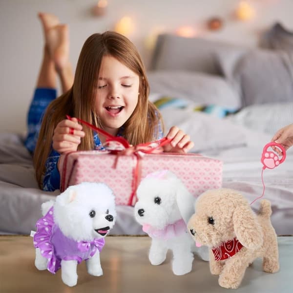 Interactive Plush Dog with Wagging Tail & Barking Function – Playful Puppy with Grooming Kit for Kids Ages 3-6 Beige