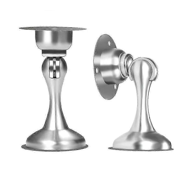 Dørstopper, magnetisk dørstopper, rustfritt stål 201 dørholder, magnetisk dørstopper, ingen boring, 2 stk sølv
