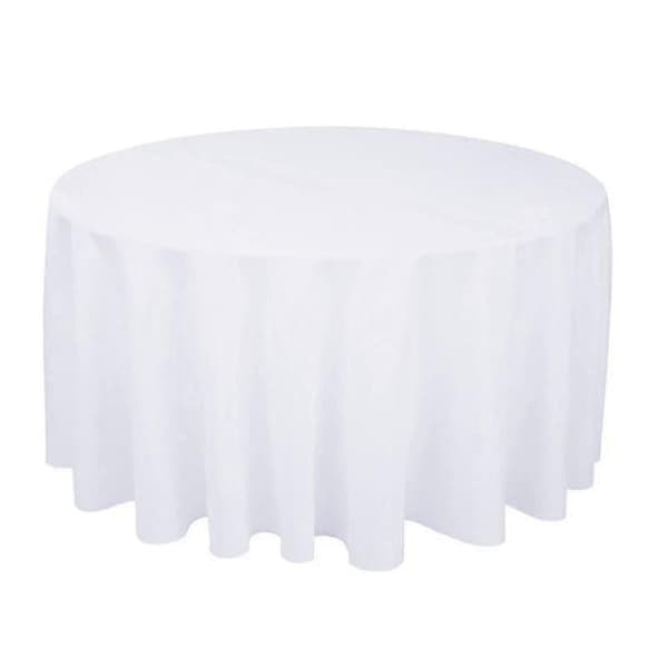 Rund bordsduk för fest i polyester, enfärgade färger, heminredning White Diameter 300CM