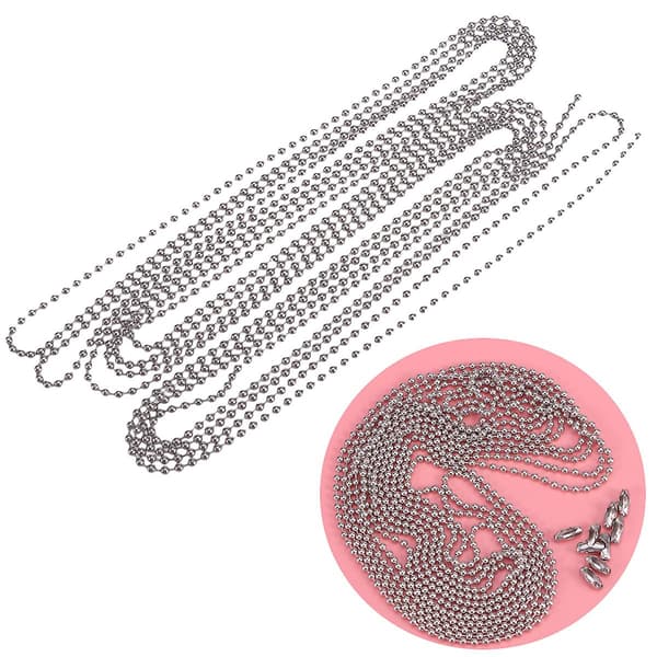 3 meter lang kuglekæde 4,5 MM diameter med 10 matchende forbindelser (sølv)
