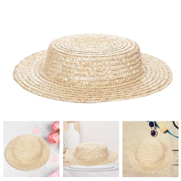 Flettet stråhatt Fransk luehatt Base Jenter Solhetter Teselskapshatt Damehodeplagg 0.12 0.12 Wheat straw original