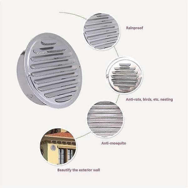 Ventilasjonsrist, rustfritt stål, 160 mm, sølv