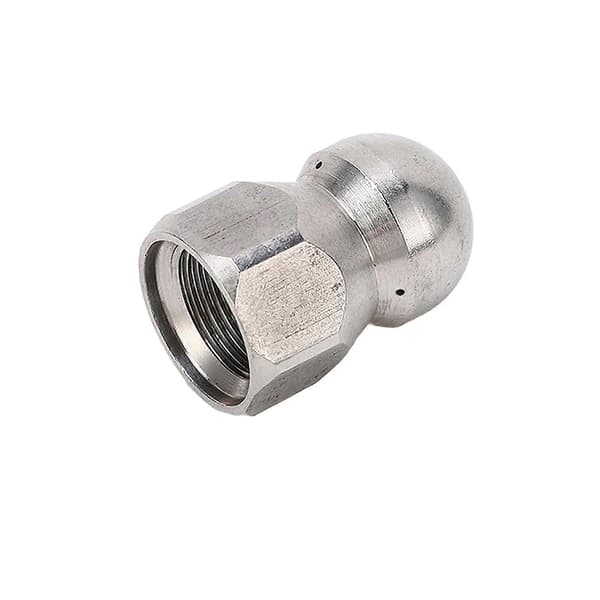 5000PSI Högtryckstvättmunstycke Rörrensning Munstycke Rostfritt Stål Jetter Munstycke Kulhuvud Fram 1 Bak 3 Hål G3/8in