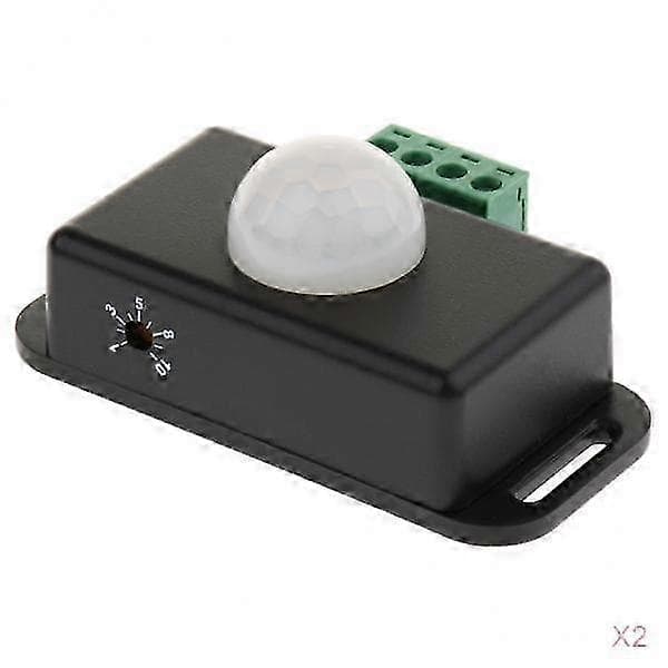 25-26 2 pakker DC 12V/24V Automatisk Infrarød PIR Bevegelsessensorbryter for LED-lys[2F]