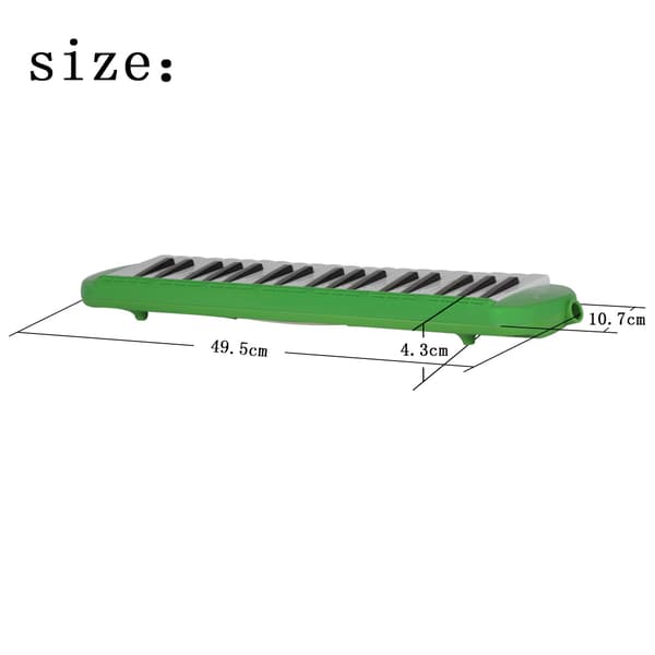 [2F] Melodika i plast for barn, 37 tangenter, gave til barn, musikkinstrumentsett (grønn)