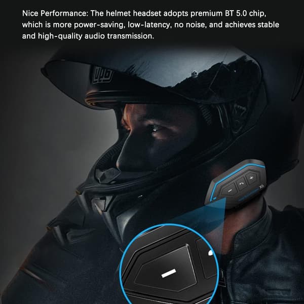 [2F]Bluetooth motorcykelintercom, motorcykelhjelm BT5.0 vandtæt hjelm med intercom, støjreduktion og opkaldsunderstøttelse