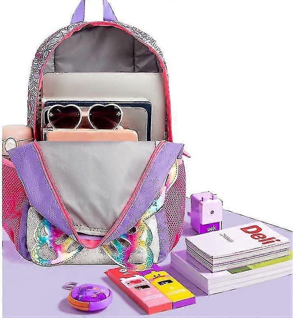 Fjärilsryggsäck för flickor för grundskolebarn Skolväska pink