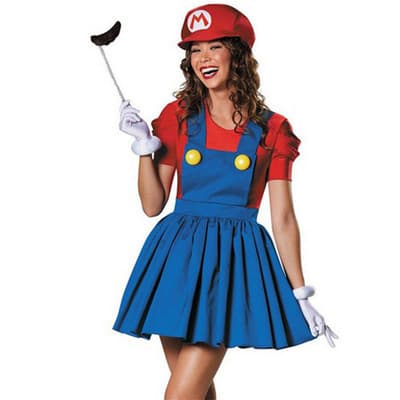 Super Mario cosplay kostume til kvinder, karakterkostume, rød M rød red m