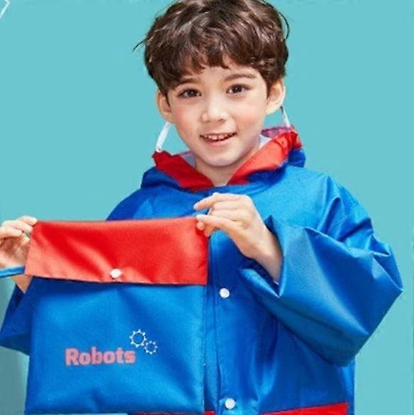Regnkläder för barn, tecknad barn regnrock jacka poncho blue M