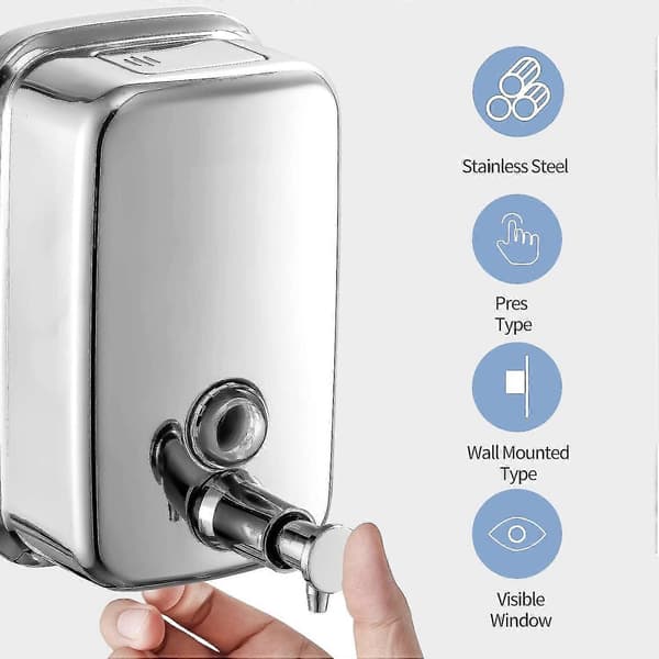[2F]304 Mindre stål håndspritdispenser, dispenserbeslag til badesæt Restnt (1000ml) 1000ml