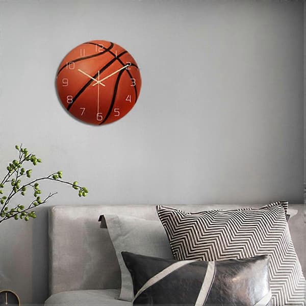 [2F]Basketdesign Klocka Kreativ Väggklocka Tyst Urverk Dekorativ Väggdekoration Tyst Klocka för Vardagsrum Sovrum Studierum