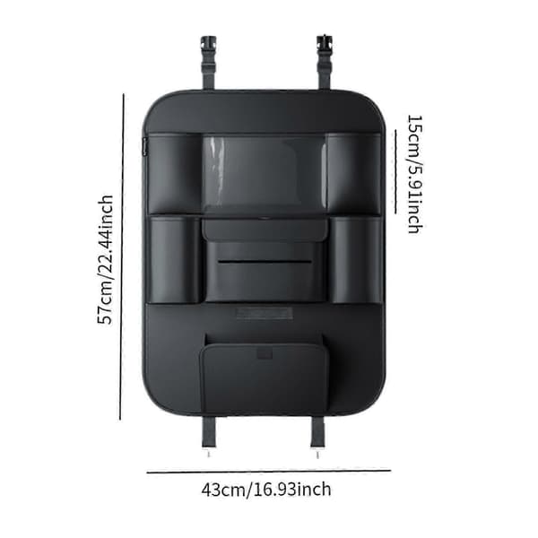 Generisk bilbagsædearrangør Stor kapacitet interiørtilbehørsarrangør 57cmx43cm Black