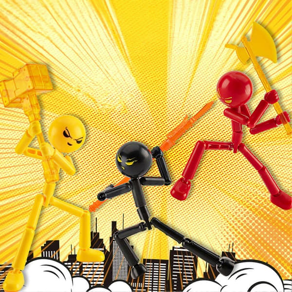 【2F】3/6 ställbara Stickman Action – Bärbar och vikbar – för sommaraktiviteter 3pcs