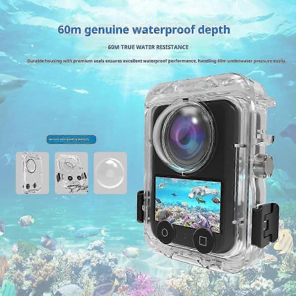 For DJI Osmo 360 Action Camera Vanntett Etui Magnetisk Hurtigutløser 60m Undervannshus med 2-