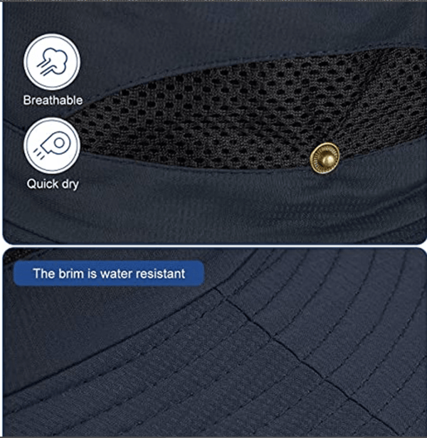 [2F]Anti-UV turhatt for kvinner og menn med snøring (mørkeblå)