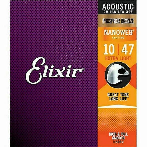 [2F]3 stycken Elixir akustiska gitarrsträngar Nanoweb Fosforbrons Lätt