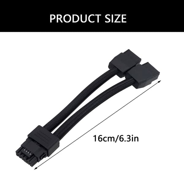 [2F]2x8PIN til 16PIN GPU-forlængerkabelstik til 3090Ti 4070Ti 4080 4090