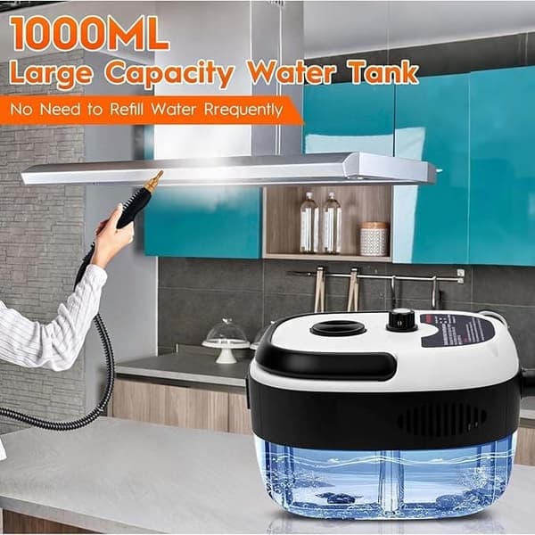 [2F]2500W Håndholdt Damprenser – Trykdamprenser med 3 Børstehoveder, 6 Niveauer, 1000 ml Vandtank