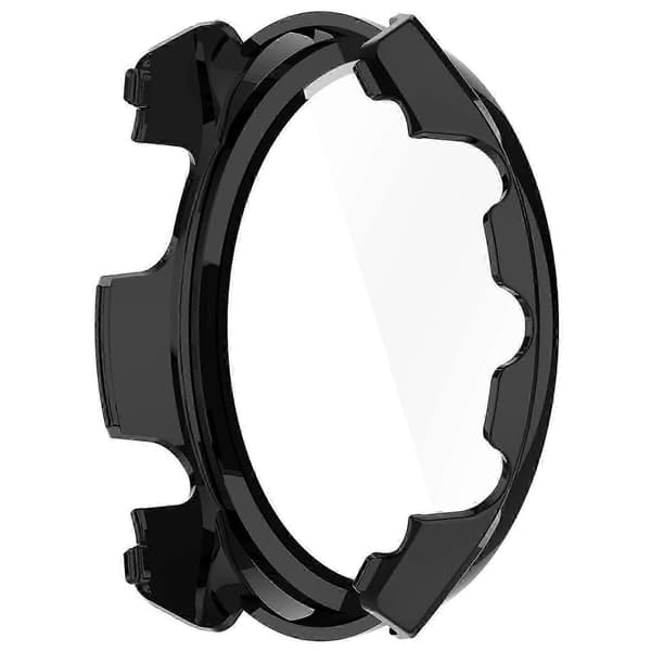 För Garmin Forerunner 965 Hårt PC-klockfodral Skyddsram med HD Härdat Glasfilm - Elfenbensvit Black