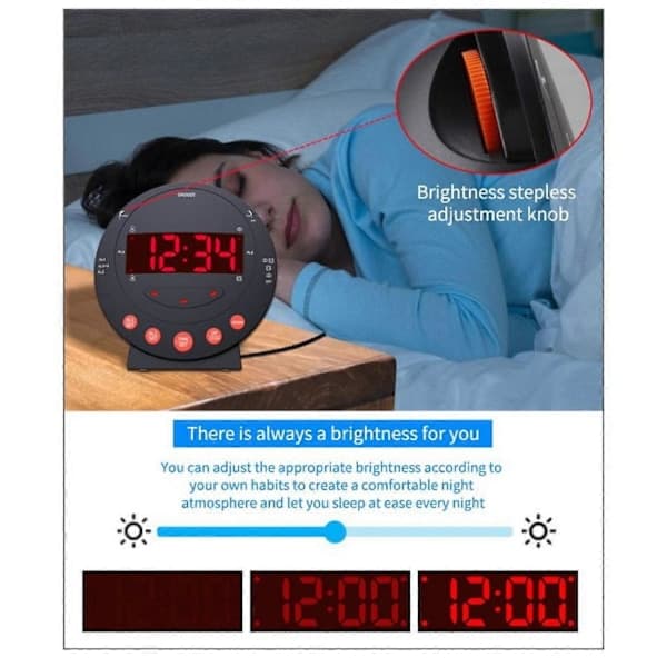 [2F]Sonic Boom vækkeur med ekstra høj lyd, vibration og sengevibrator