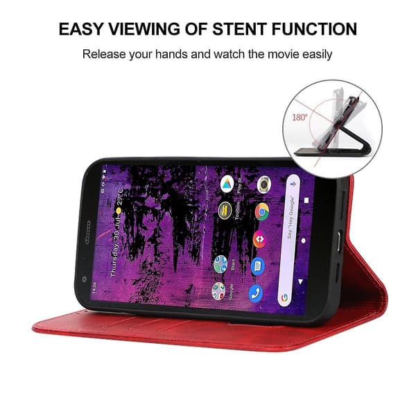 Magnetisk Lærveske til Cat S62 Pro Red