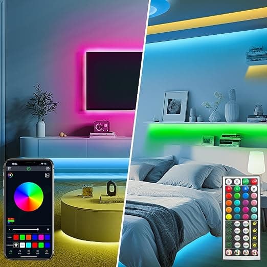 30M LED-strips Musikk-synkronisering RGB Bluetooth Fargeskiftende Fleksible LED-lysstrips, med Smart App Kontrollfjernkontroll