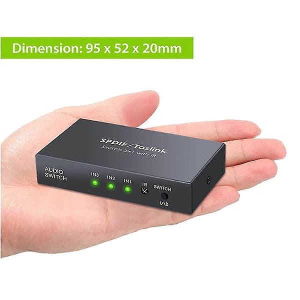 [2F]Digital optisk lydbryter 3x1 Spdif Toslink Switch Box 3 porter optisk bryter med IR-fjernkontroll