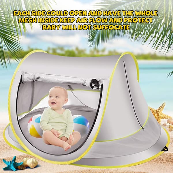 [2F] Baby Pop-Up Strandtelt, med UV-beskyttelse 50+, Vanntett, Sammenleggbart (Rosa)