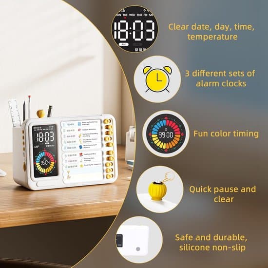 Visuell timer, digital LED-timer for barn med ADHD, egnet for enkel bruk av barn, ADHD-hjelpemiddel, digital Pomodoro-produktivitetstimer
