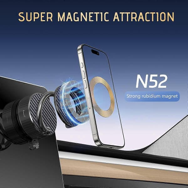 (Ny) H3 Sammenleggbar Vakuumadsorpsjon Magnetisk Biltelefonholder Silver Grey