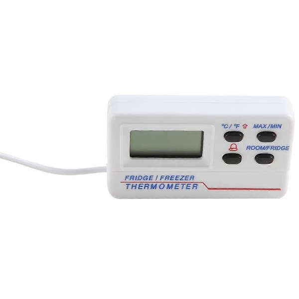 Frysertermometer Dobbel temperaturalarm Innendørs digitalt display Elektronisk husholdningskjøleskap Vit