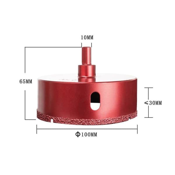 100 mm diamant hulsav til glas, fliser, granit og marmor - 10 mm skaft, 1,5 mm belægning