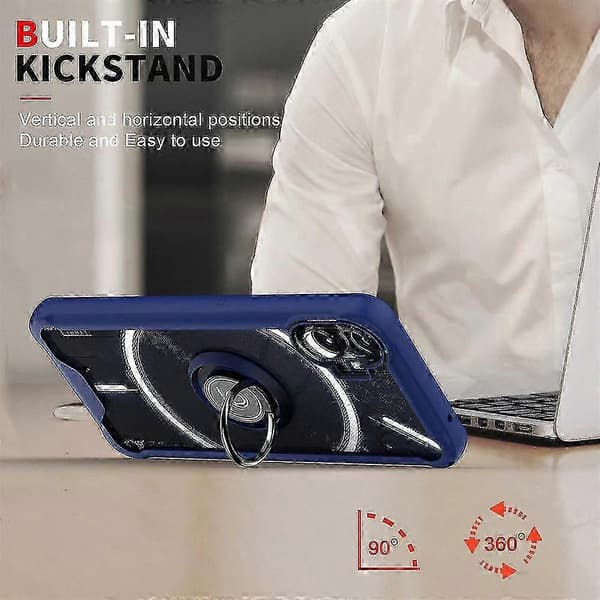 Armor Matte-deksel til Nothing Phone 1 - Hardt PC-beskyttelsesdeksel med ringholderstativ Lyseblå Light Blue For Nothing Phone 1