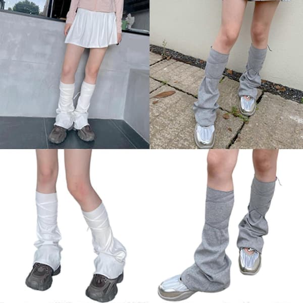 Kvinder Piger Solbeskyttelse Benvarmere Lange Sokker Japansk Harajuku Justerbare Stropper Bindebånd Flared Benærmer Black human pattern