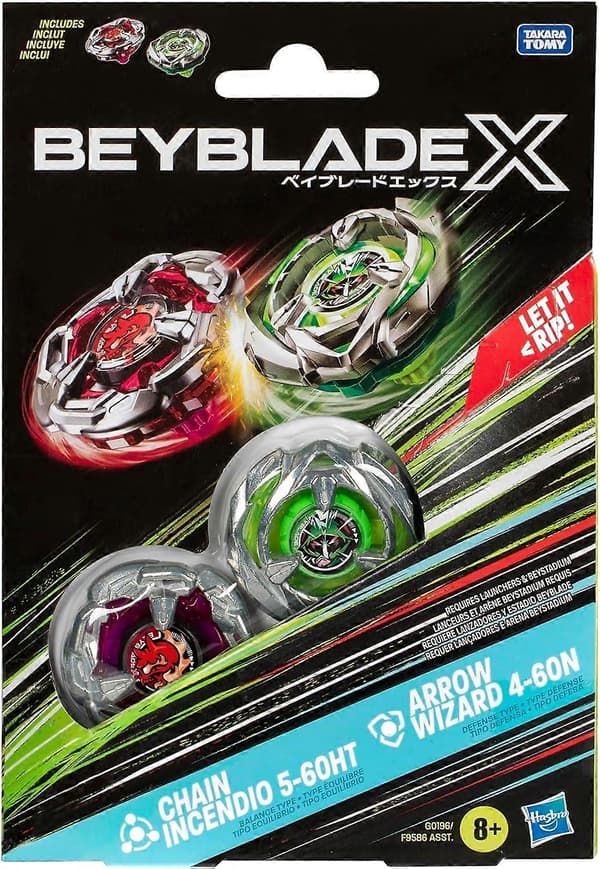 [2F]Beyblade X Double Pack Chain Incendio 5-60HT Balance & Arrow Wizard 4-60N (Defense
