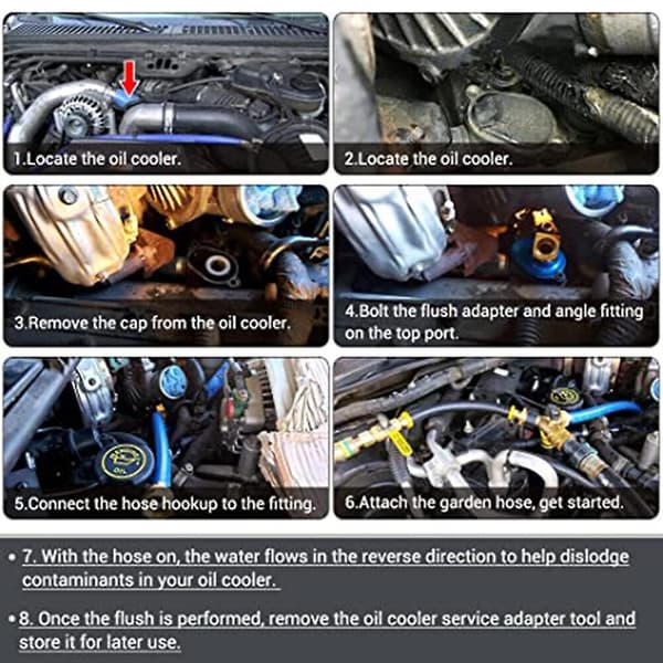 Olje kjøler kjølevæske spyle sett + adapterplate for 6.0L Powerstroke Diesel Black