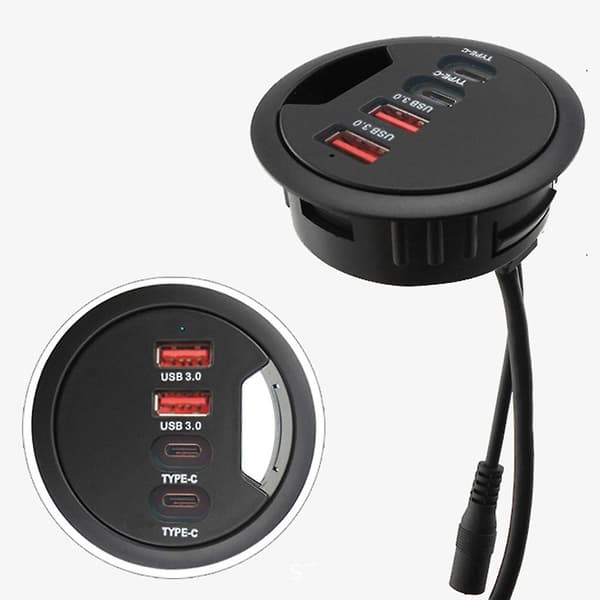 USB-C Hub Multi USB 3.0 Hub 4-porters splitter 4-i-1 høyhastighets USB-hubadapter EU