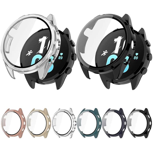 PC + Härdad Film Integrerat Klockskyddsfodral för Garmin Forerunner 165 Blue