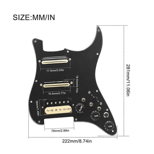 SSH-Coil Splitting Elgitarr Plektrumskydd 2 Mini Humbucker + 1 Humbucker + Tystnadsknapp Laddad Pre grey