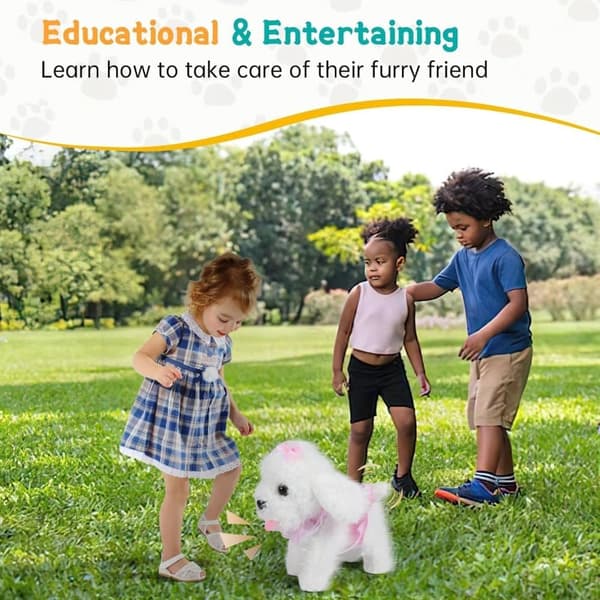Interactive Plush Dog with Wagging Tail & Barking Function – Playful Puppy with Grooming Kit for Kids Ages 3-6 Beige