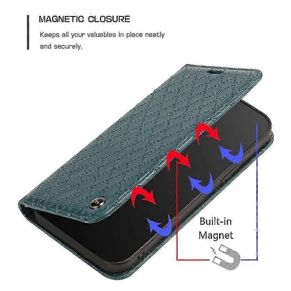 PU læderpung-etui med magnetisk kortholder og foldbart stativ kompatibel med Samsung Galaxy A55 5G green