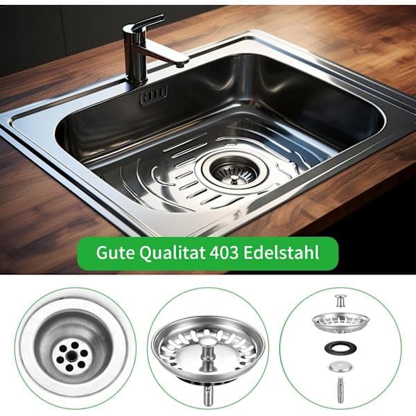 Rustfri vaskesi 80 mm Universal Afløbssi Prop Forhindrer Tilstopning Passer til Blanco Franke Vaske Ekstra Pakninger Inkluderet