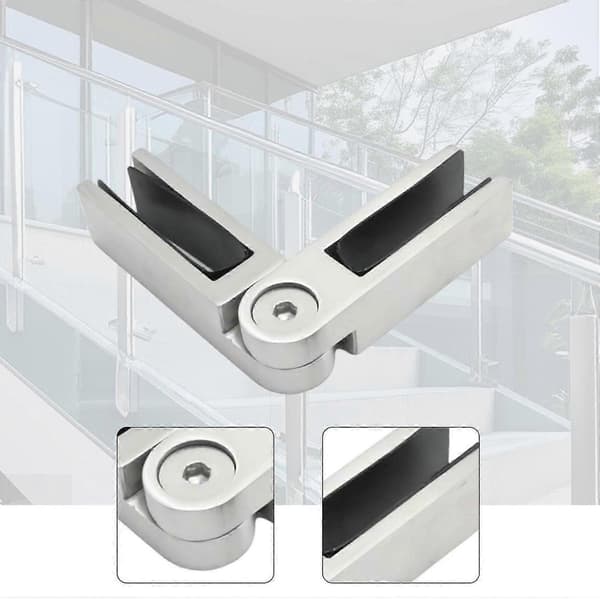 【2F】Justerbar glas-til-glas klemme 90 til 180 grader, afstivning i rustfrit stål Brushed Finish