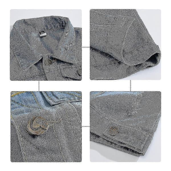 Klassisk jeansvest for menn med slitte detaljer og gullfargede knapper, ermeløs vest lyseblå Light Blue Light Blue XL