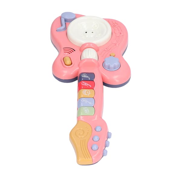 [2F]Batteridriven DIY Minigitarrleksak Pedagogisk Musikalisk ABS-material Rosa för barn