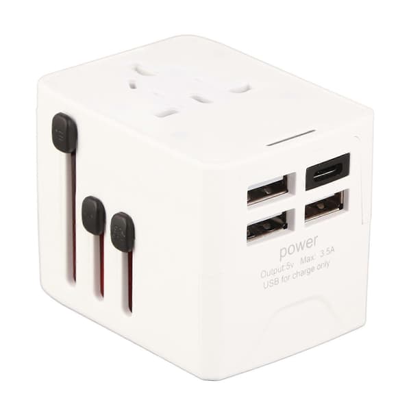 Universal rejseadapter international stik strømomformer med flere udtag 3USB and TYPE C White