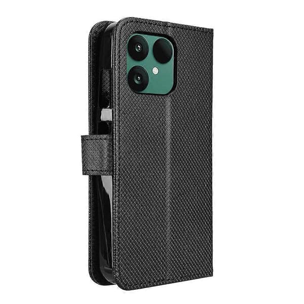 Telefondeksel i lær med diamanttekstur for Fairphone 6 Black