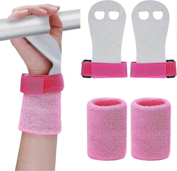 2-pakke turnhansker og håndleddsbind for barn, turnhansker for trening og bevegelse for barn