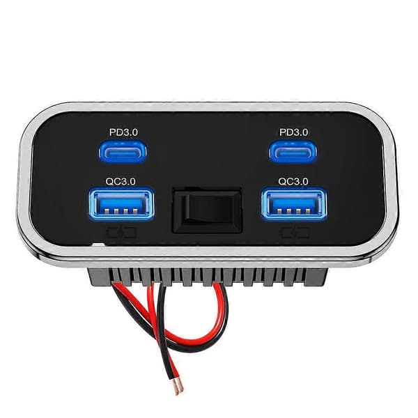 [2F]4 porte 12V RV USB-stik Dobbelt PD3.0 Type-C hurtigopladning & QC3.0 panel A