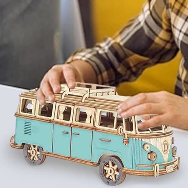 3D-puslespill - Modellsett - Trebuss - Byggbart - For barn - Fra 8 år